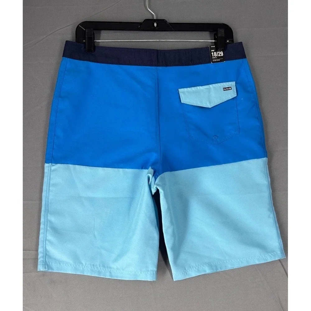 NWT HURLEY‎ Boys Swim Trunks Swimsuit Neptune Blue Stripe Logo Beach Pool 18/29